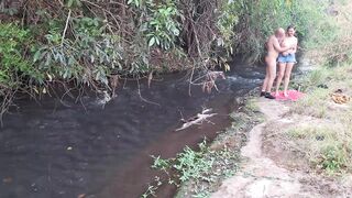 Strangers are caught having sex at the waterfall.