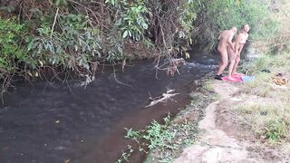 Strangers are caught having sex at the waterfall.