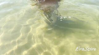 pissing and masturbating underwater at the sea public beach
