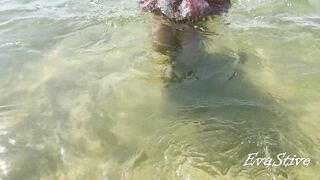 pissing and masturbating underwater at the sea public beach