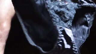 Lace and shiny full back pants tease