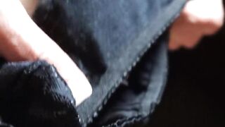 Lace and shiny full back pants tease