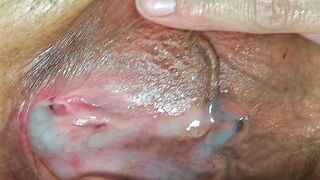 Most good close up cunt rubbing, panty screwing & ebony dick wanking large jizz flow on white big beautiful woman vagina