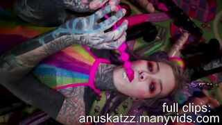 Tattoo dreadgirl splitted tongue anal cosplay sex-toy blow job spunk fountain screw