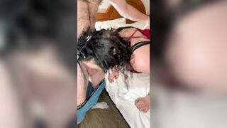 Screwing her throat, this babe's my deepthroat bitch