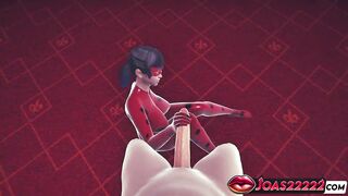 CG Comics Ladybug Rule34 - Breasty Heroine in Taut Red Latex Costume Performing Tugjob and Deepthroat with Giant POV Semen All Over Her Torn Latex In Hottie Elect two