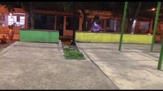 I convinced slutty beauty to suck my knob and bang me at night on the street