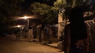 I convinced slutty beauty to suck my knob and bang me at night on the street