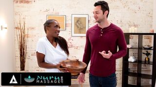 NURU MASSAGE - Sexy Black Hottie Fucks With Her Yoga Class Teammate