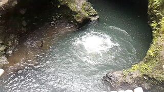 TWAT FALL public FLASH and PEE #Tourist atraction Waterfall in Jungle