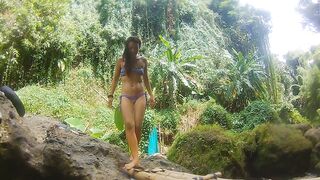 TWAT FALL public FLASH and PEE #Tourist atraction Waterfall in Jungle