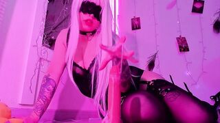 2B jerking off hard knob