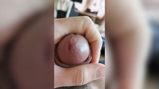 Jerking off my girthy loose foreskin dong in couch