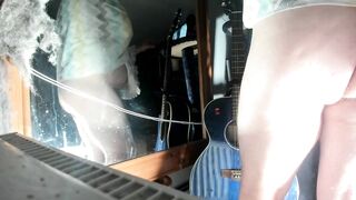 after shower with towel