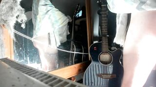 after shower with towel