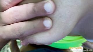 Outdoor public pussyjob cum on my vagina and then wears it 4K