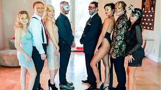 The Large Stepfamily with Mask Party Have Sex with Every Other in Gang - Famsuck