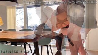 hawt business woman in nylons and ankle boots screwed by the boss on the desk - business-wench
