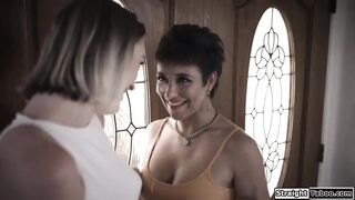 Teens Anny Aurora and Brooklyn Gray are lastly alone and kiss and facesit when her mums ally Dee Williams walks in.The breasty mother i'd like to fuck wishes some vagina