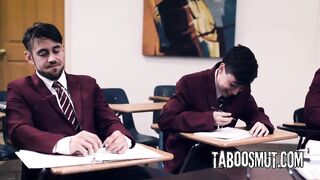 Golden-haired Older Teacher Getting Group-fucked In The Classroom