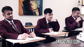 Golden-haired Older Teacher Getting Group-fucked In The Classroom
