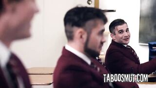 Golden-haired Older Teacher Getting Group-fucked In The Classroom