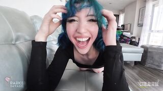 Lewd blue-haired stepsis gets her constricted vagina drilled hard and a shlong pushed unfathomable in her mouth