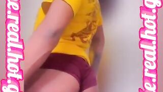 Chocolate Black Baddie Twerks & Undresses in College Dormroom