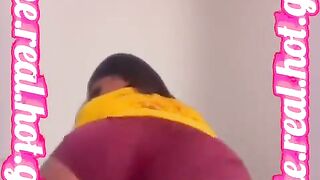 Chocolate Black Baddie Twerks & Undresses in College Dormroom