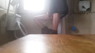 Very slender slim hunk has a quick jerk off after coming home