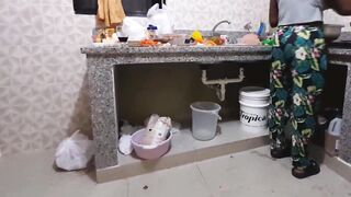 Housekeeper shows me her ass cheeks in the kitchen - Ebony butt housewife - Hot maid