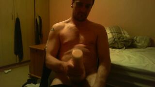 Sitting on chair watching porn screwing a felsh light untill I ejaculate