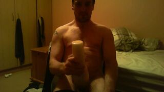 Sitting on chair watching porn screwing a felsh light untill I ejaculate