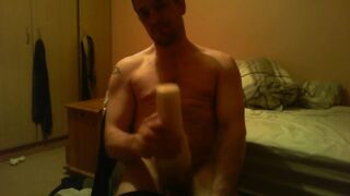 Sitting on chair watching porn screwing a felsh light untill I ejaculate