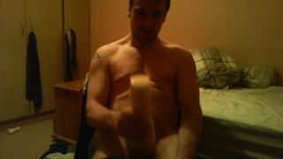 Sitting on chair watching porn screwing a felsh light untill I ejaculate