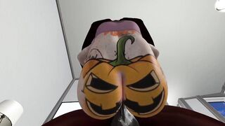 Second Life Ebony dude bangs white woman at a halloween abode party halloween particular