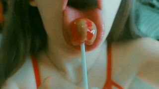 babygirl sucking and begging for daddys dick with her cute throat, tongue out, on her knees just expecting for ur load