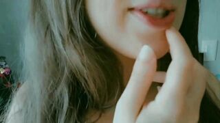 babygirl sucking and begging for daddys dick with her cute throat, tongue out, on her knees just expecting for ur load