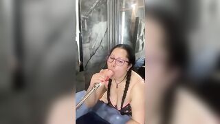 I practice oral pleasure exercises with my sex machine, I wanna put a ramrod this large in my throat.