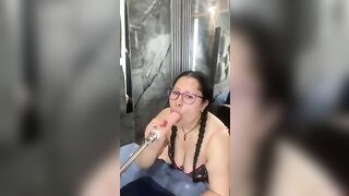 I practice oral pleasure exercises with my sex machine, I wanna put a ramrod this large in my throat.