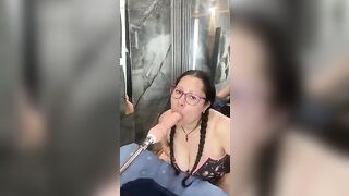 I practice oral pleasure exercises with my sex machine, I wanna put a ramrod this large in my throat.