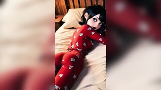 Mavis slides into her red pajamas, her gothic charm glowing even in the quiet of the night. The vampire princess shows a softer, tempting side hidden away from the castle walls…