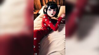 Mavis slides into her red pajamas, her gothic charm glowing even in the quiet of the night. The vampire princess shows a softer, tempting side hidden away from the castle walls…