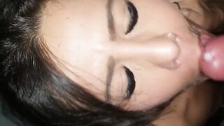 Wife takes cum in sex booth