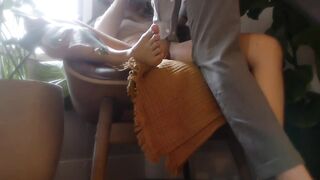 Tinder Date Has Gushing Climax, Then Sits On Chunky Jock