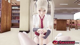 Breasty Blond Marie Rose (Dead or Alive) – Hawt Intence Tugjob, Sloppy Oral-sex In Silent Library, Throat Screw Ending With Cum On Face CG Animation In Babe Choose two