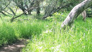 Pale Redhead Hikes Stripped And Widens Herself Open On Trail - Pepper Starks