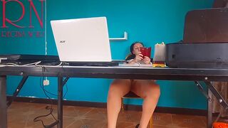 camera in the office No pants secretary Stripped secretary