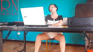 camera in the office No pants secretary Stripped secretary