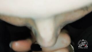 Sucking the tip of his cock during the time that that guy fondles my face